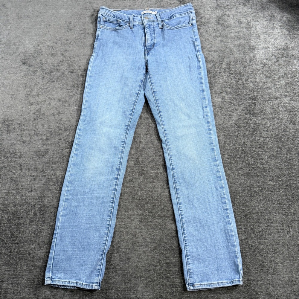 Levis 314 Shaping Straight Jeans Womens 29 Light Wash Denim Stretch Blue Pants